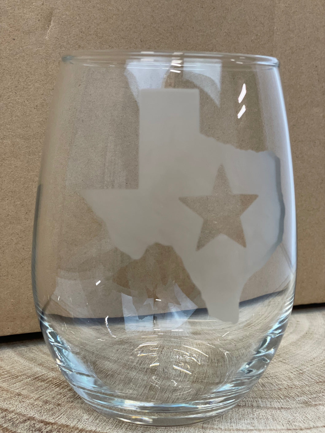 Texas Star Etched Glass